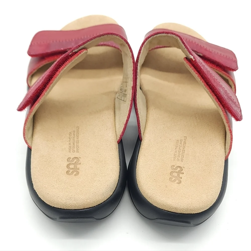 SAS Womens Nudu Adjustable Slide Ruby Cabernet Casual Sandal Size 8 WW